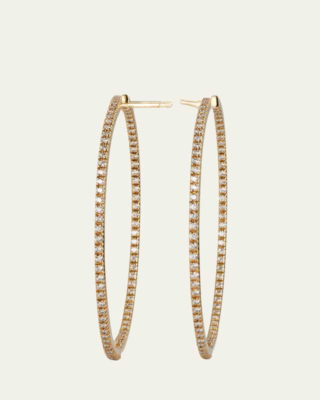 18k Yellow Gold Diamond Perfect Hoop Medium Earrings