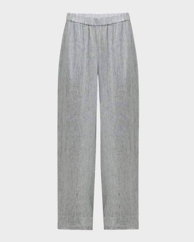 Striped Wide-Leg Organic Linen Pants