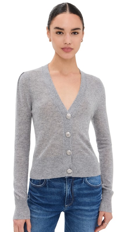 Veronica Beard Solene Cashmere Cardigan Heather Grey
