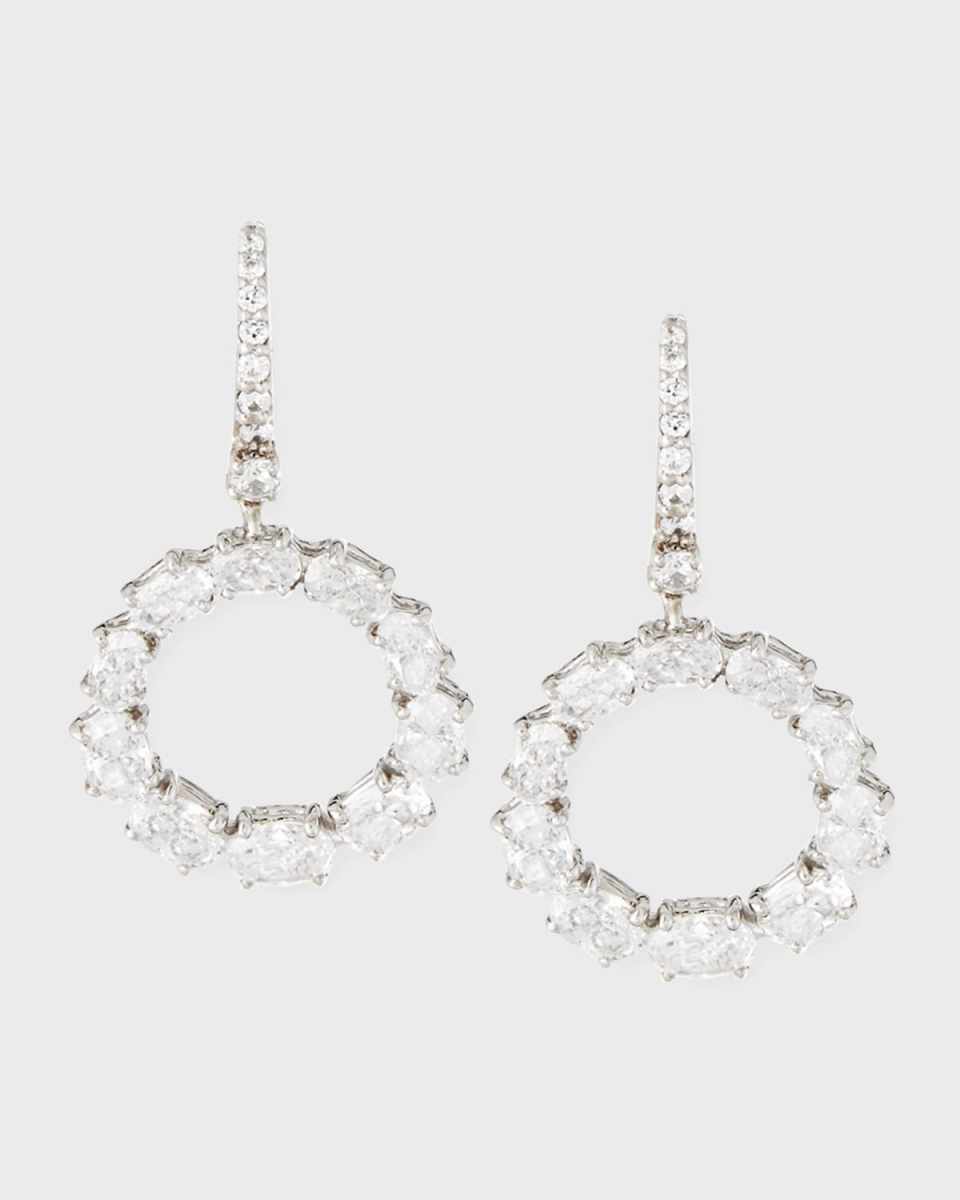 Open Circle CZ Crystal Drop Earrings