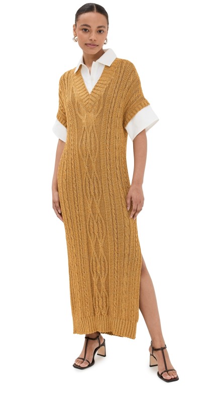 Rosie Assoulinetallic Sweater Dress Gold