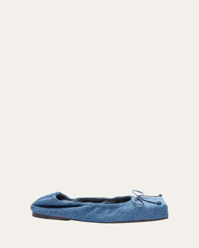 Denim Bow Ballerina Flats