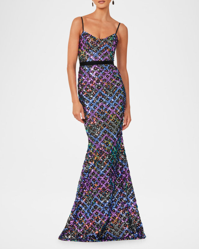 Evan Sequined Trumpet Gown