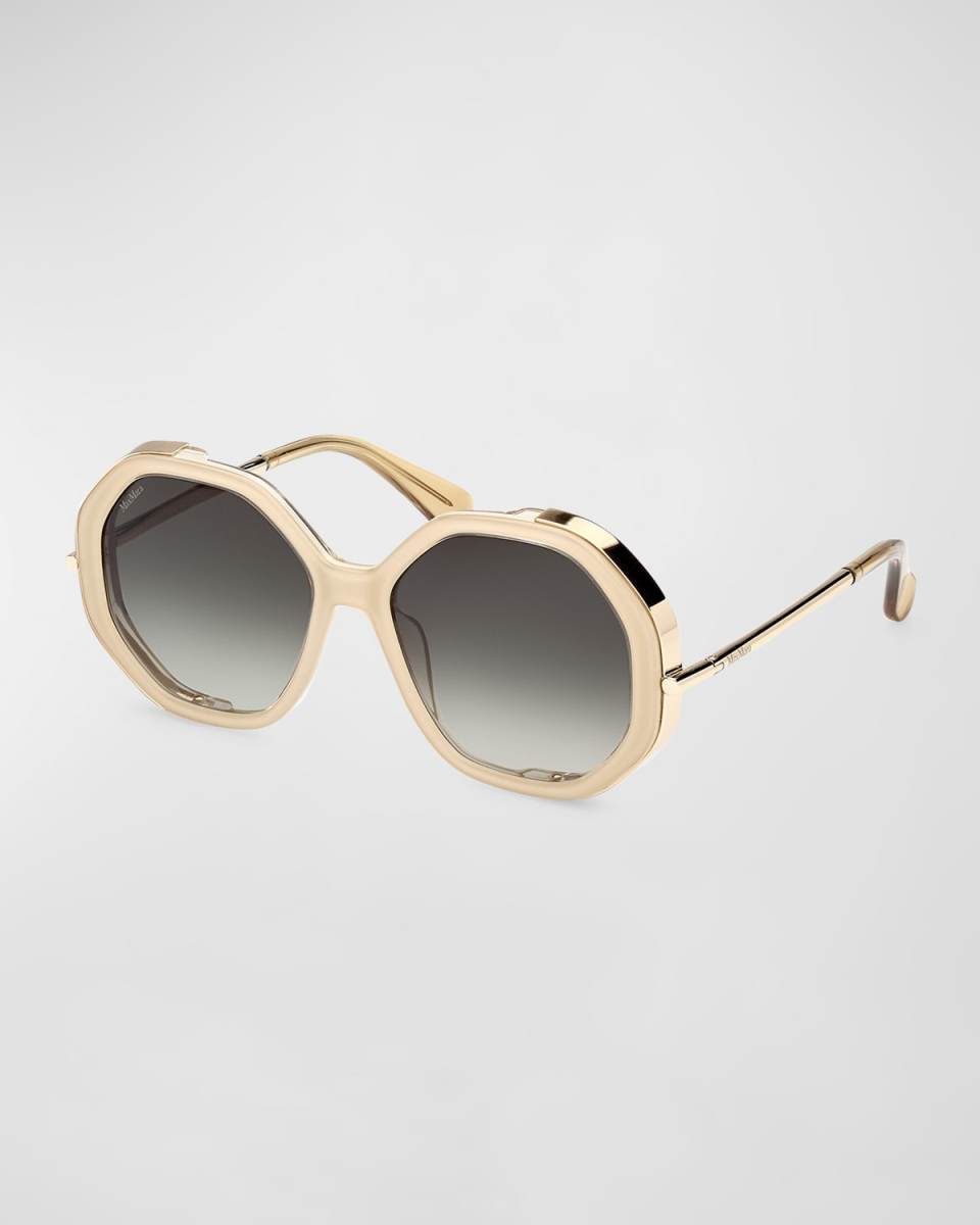 Liz Mixed-Media Round Sunglasses
