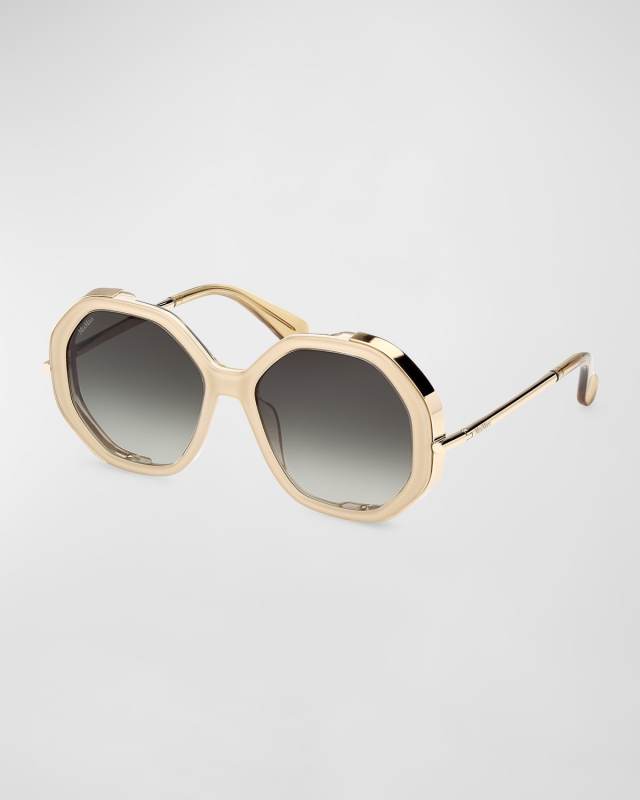 Liz Mixed-Media Round Sunglasses