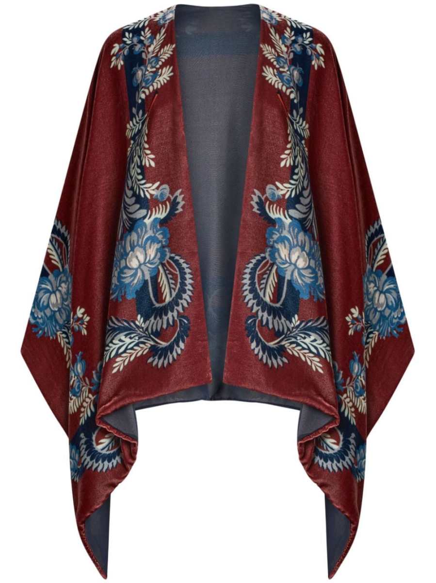 paisley-print velvet cape