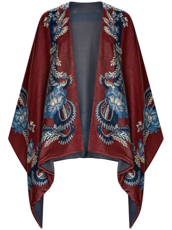 paisley-print velvet cape