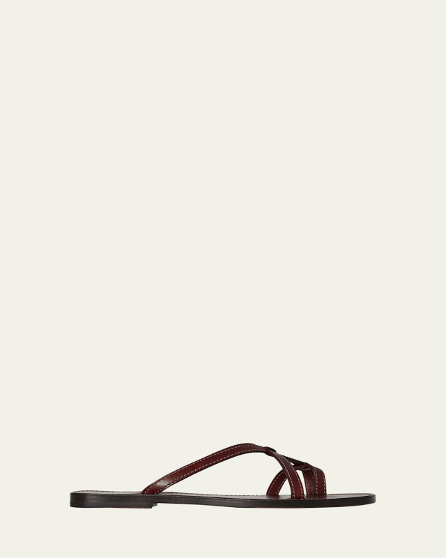 Link Leather Toe-Loop Slide Sandals