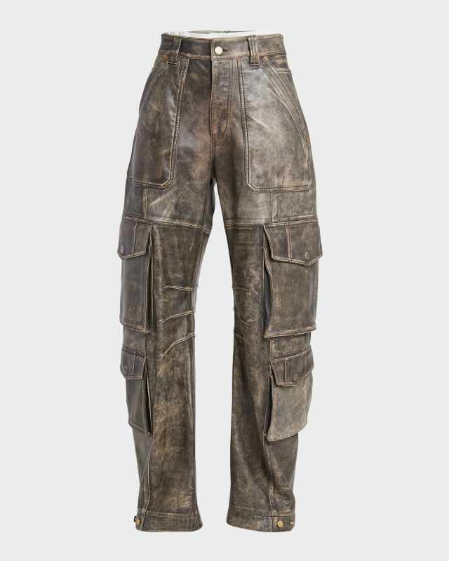 Journey Distressed Leather Cargo Pants