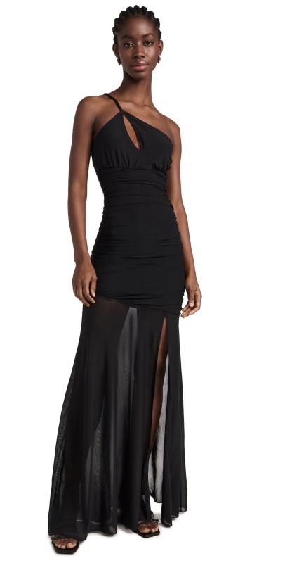 ROCOCO SAND Adele Black Power Mesh Long Dress Black