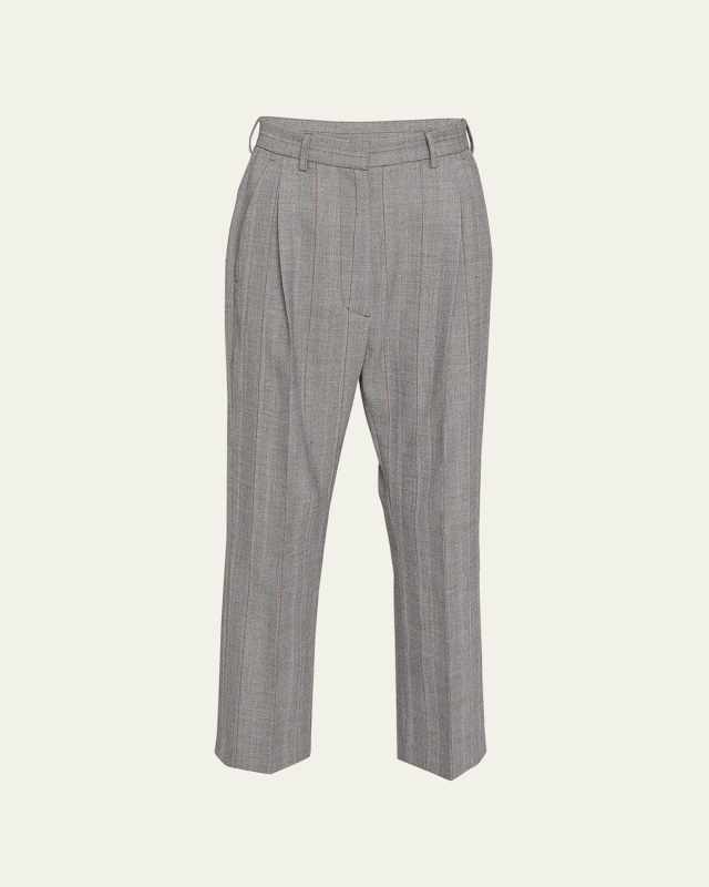 Pinstripe Wide Ankle Suit Pants