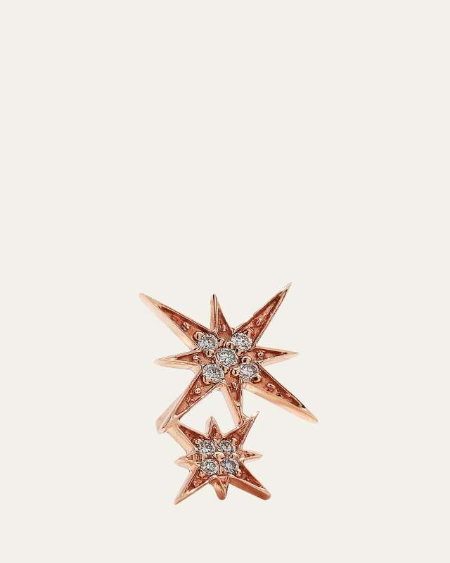 14k Pave Diamond Double Starburst Stud Earring
