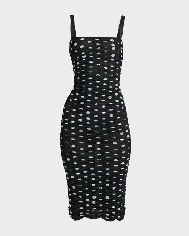 Tulle Polka-Dot Midi Dress