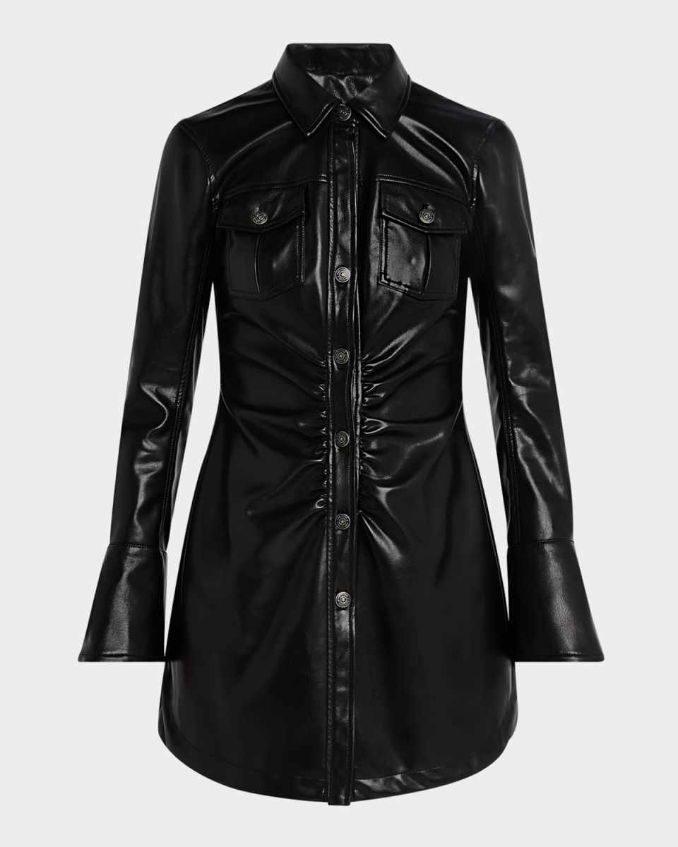Alizee Vegan Leather Mini Shirtdress