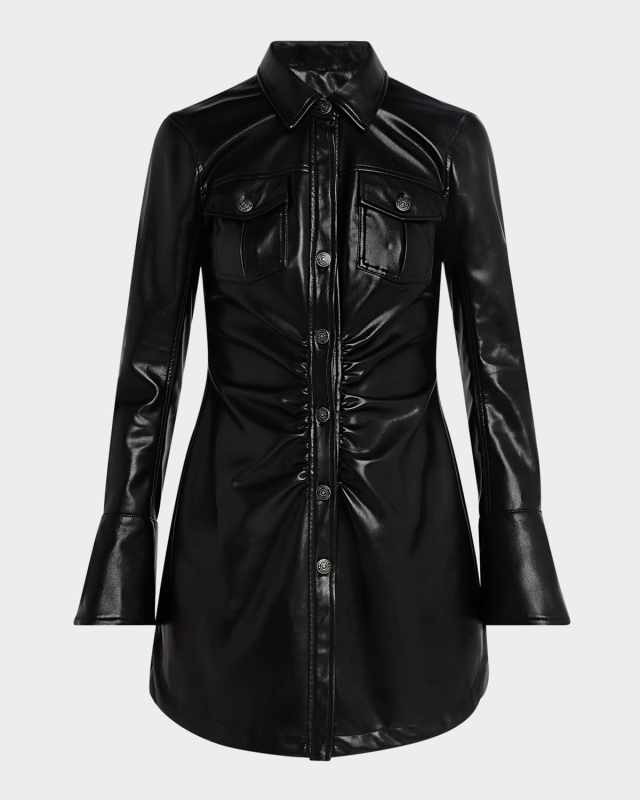 Alizee Vegan Leather Mini Shirtdress