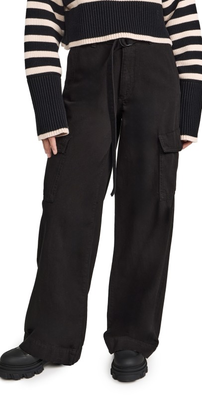 DL1961 Zoie Wide Leg: Relaxed Vintage Pants black cargo (vintage)