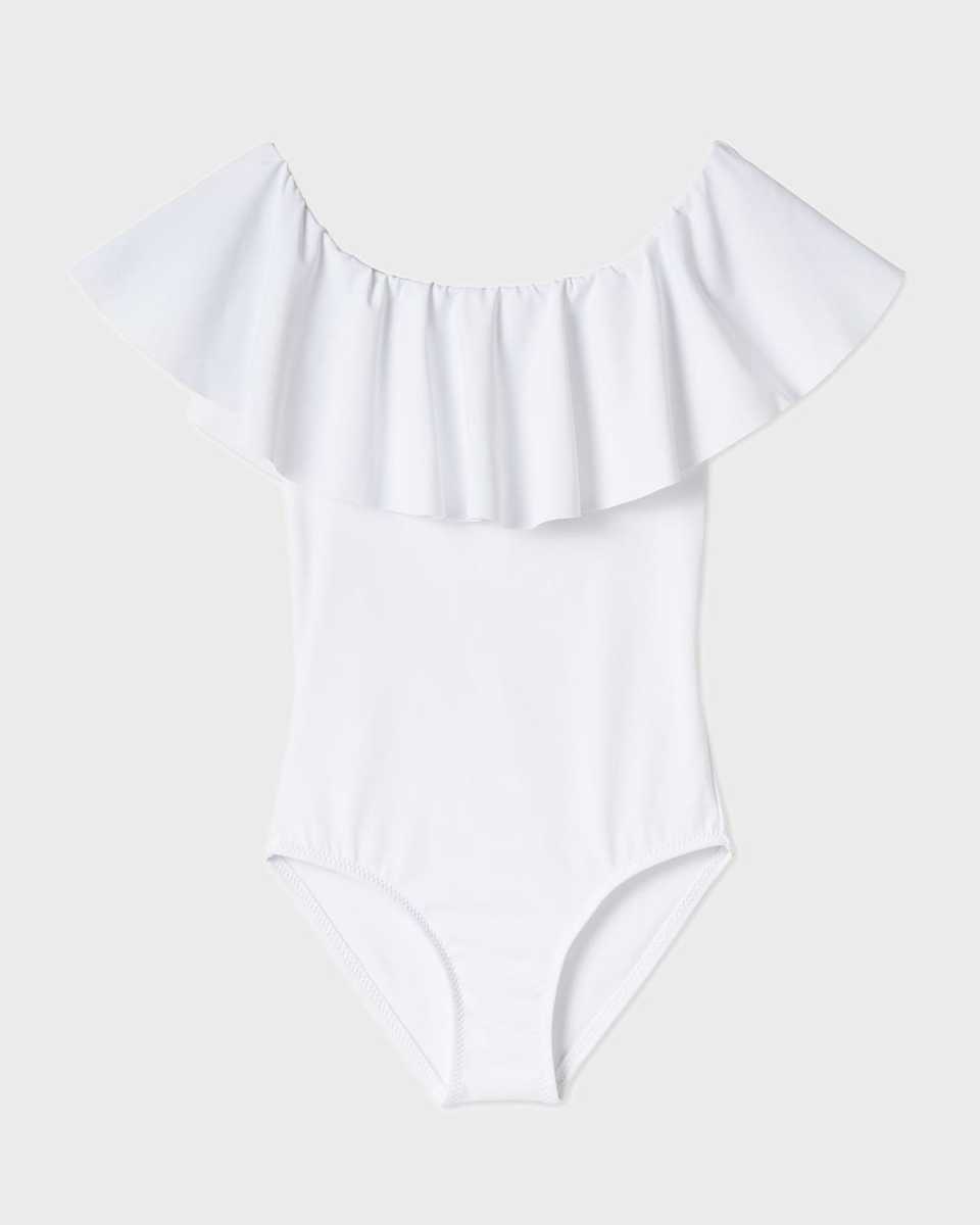 Girl's Solid Ruffle One-Piece Swimsuit, Size 2-