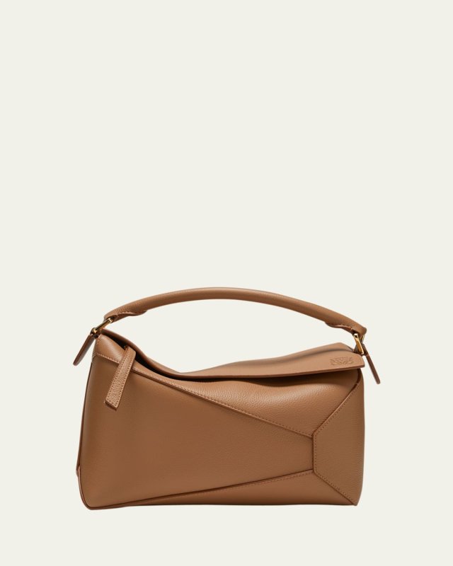 Puzzle Edge Top-Handle Bag in Soft Grained Leather