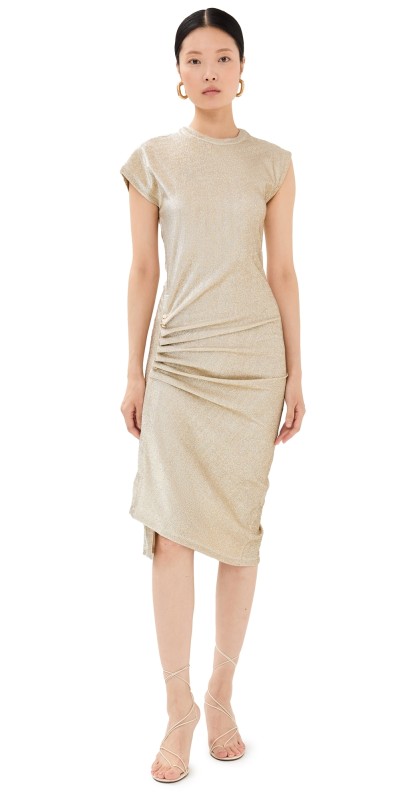 rabanne Gold Drape Pression Dress Silver/Gold
