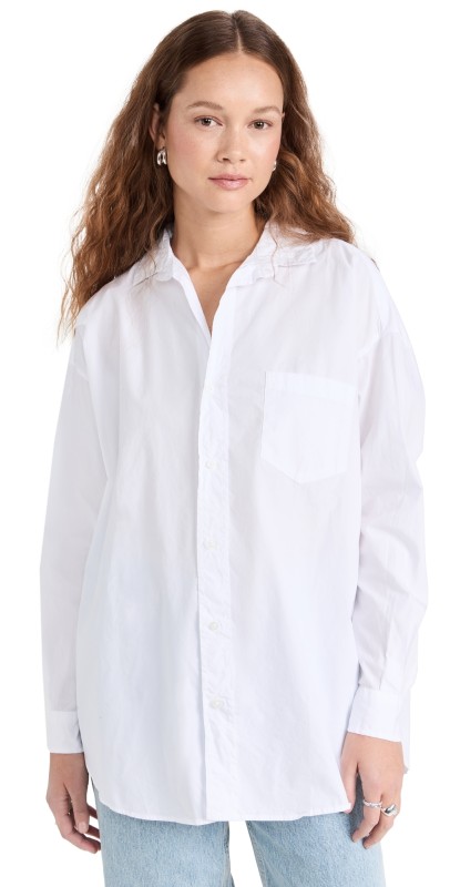 Frank & Eileen Shirley Oversized Button-Up Shirt White