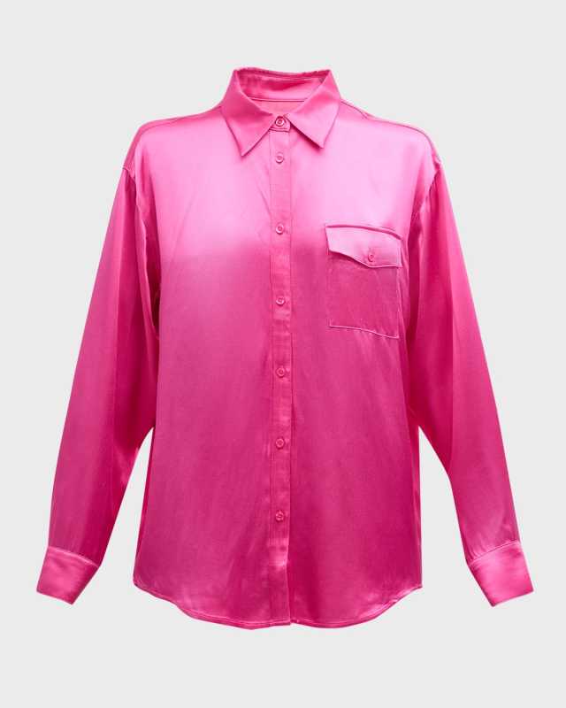 Button-Front Silk Shirt