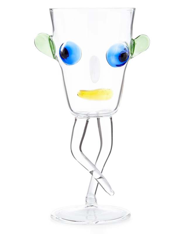 Blues Face Drinking Glass, Blue/Black