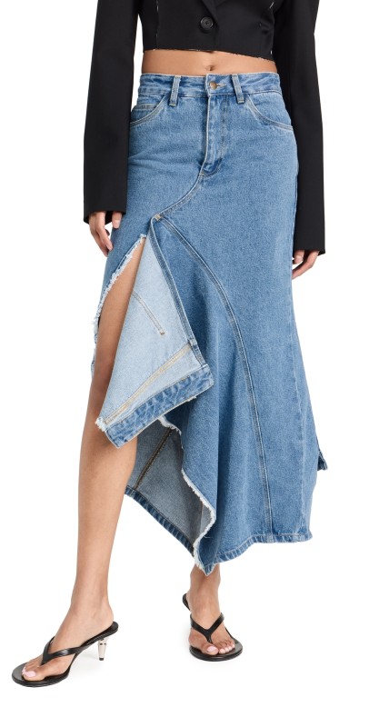 Monse Deconstructed Cascade Denim Skirt Indigo