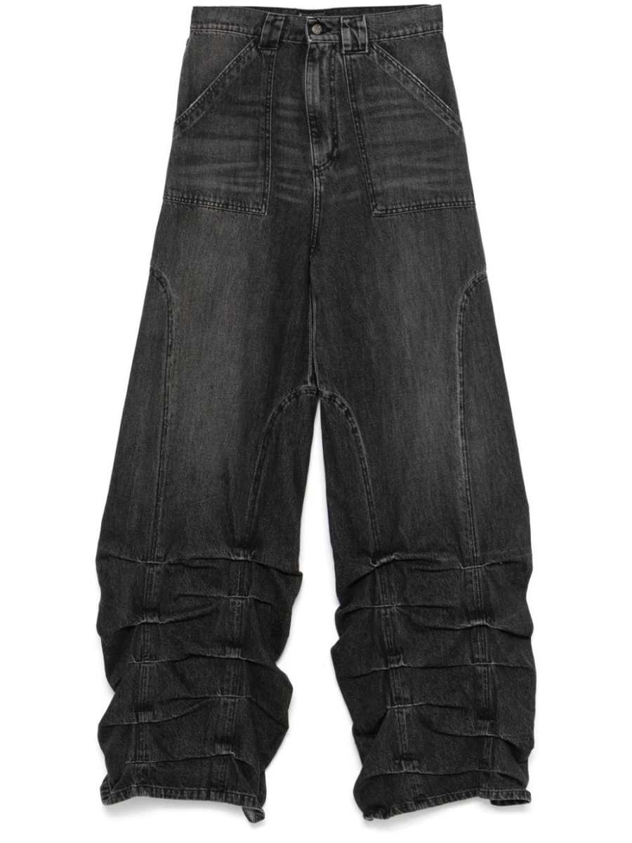 smock-detail wide-leg jeans