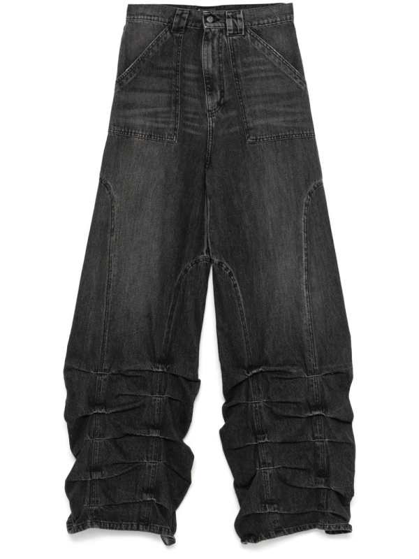 smock-detail wide-leg jeans