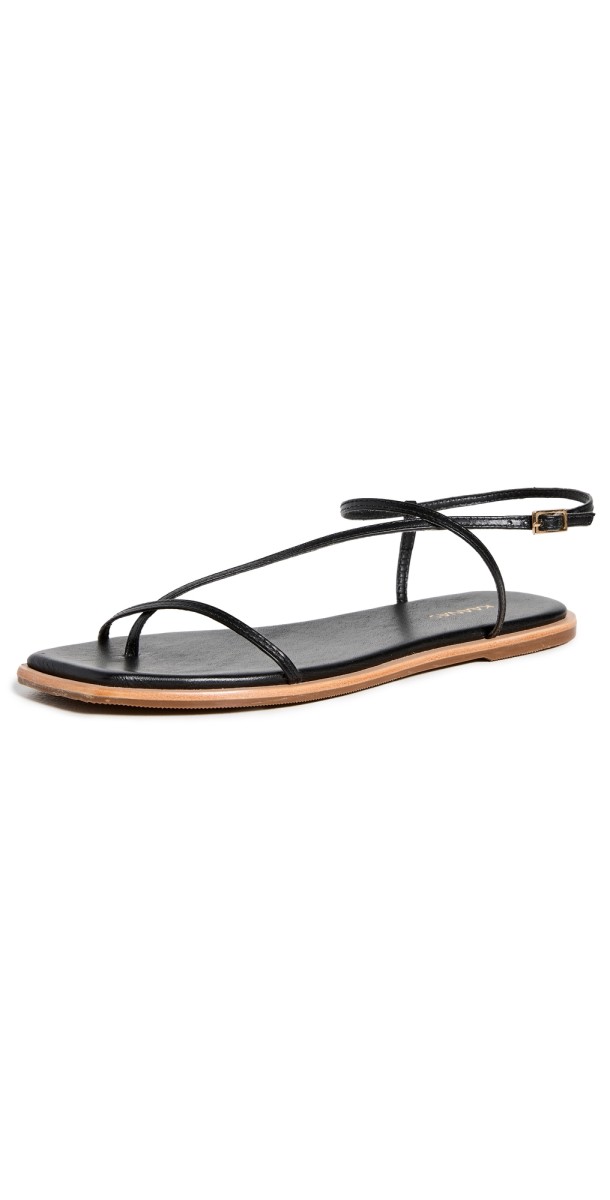 KAANAS Alayta Square Toe Naked Sandals Black