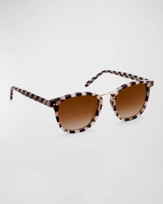 Franklin Black Acetate & Metal Round Sunglasses