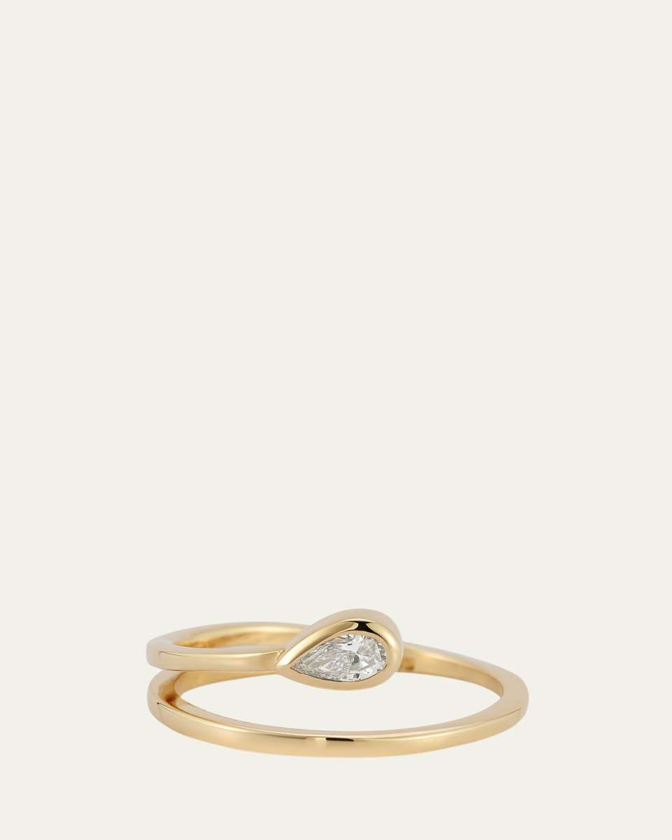 14K Pear Diamond Point of Focus Ring
