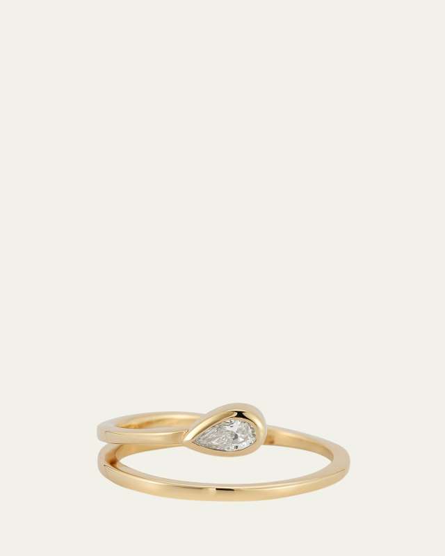 14K Pear Diamond Point of Focus Ring