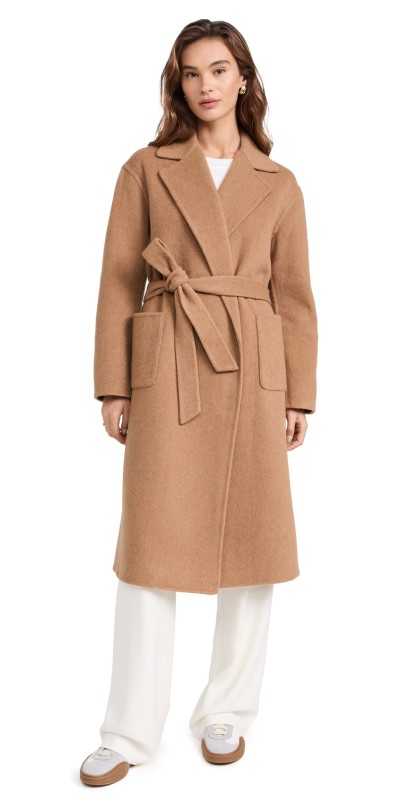 Polo Ralph Lauren Double Faced Wool Wrap Coat Camel Melange