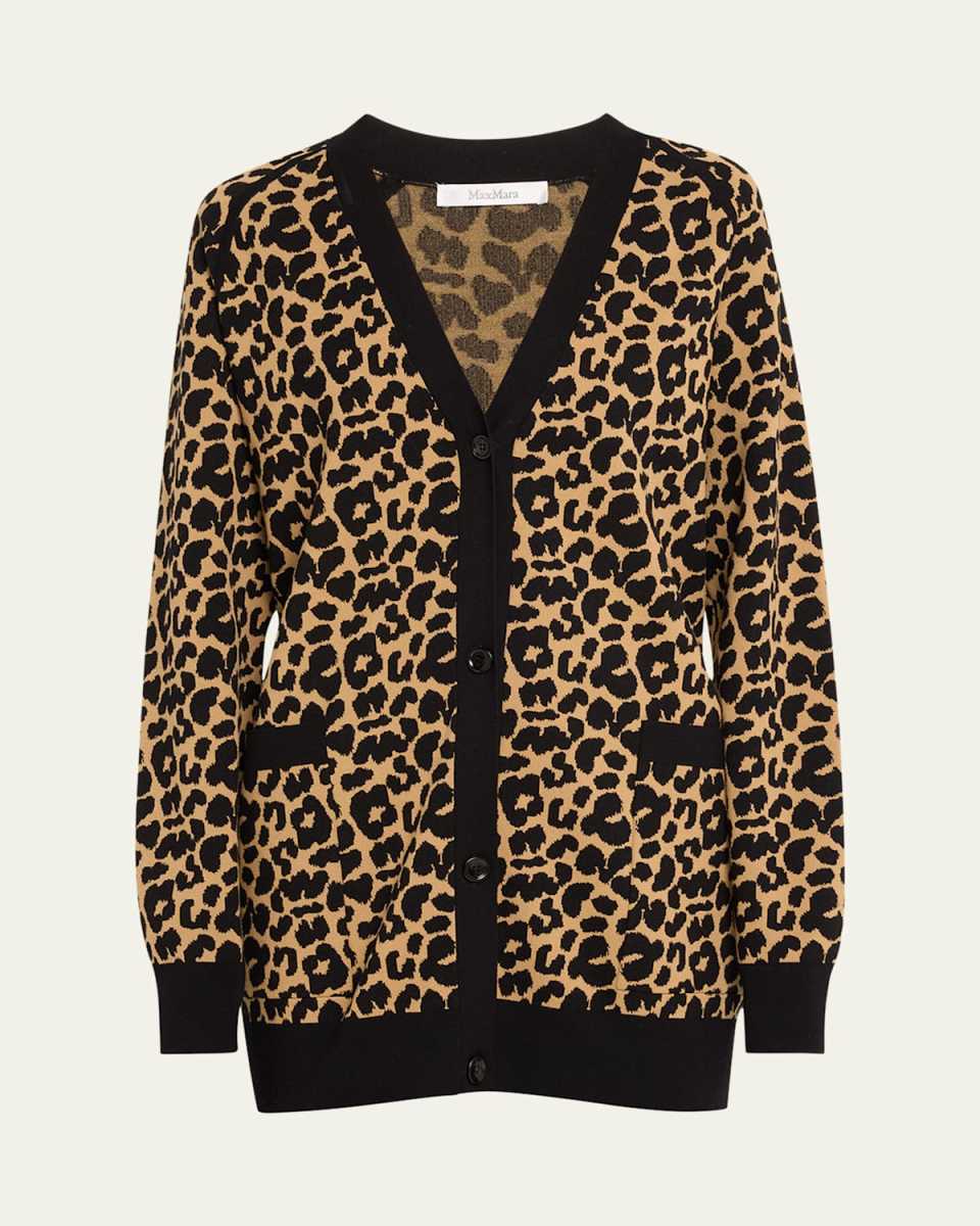 Tenore Leopard Intarsia Knit Cardigan