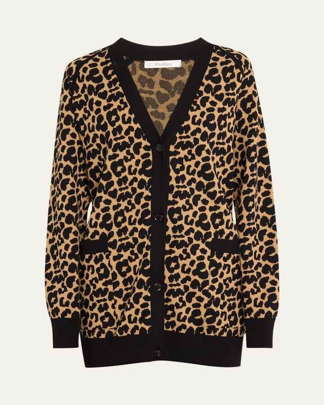 Tenore Leopard Intarsia Knit Cardigan