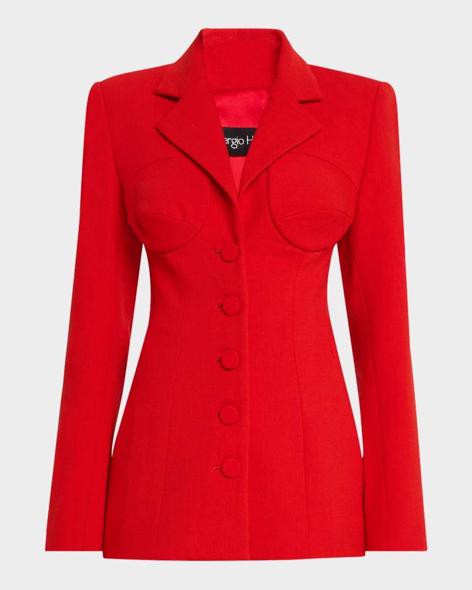 Bustier Stretch Wool Crepe Fitted Jacket