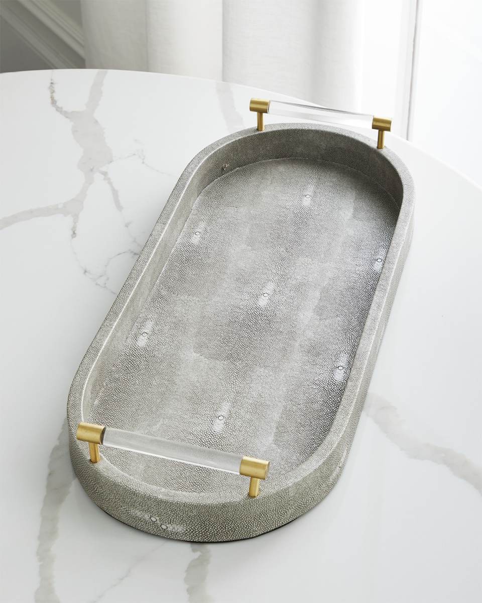 Oval Faux Shagreen Tray