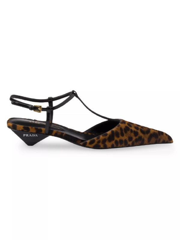PRADA Printed Leather Slingback Pumps