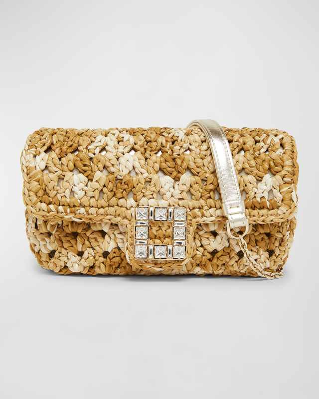 Buckle Crochet Raffia Crossbody Bag