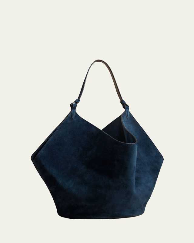 Lotus Medium Suede Shoulder Bag