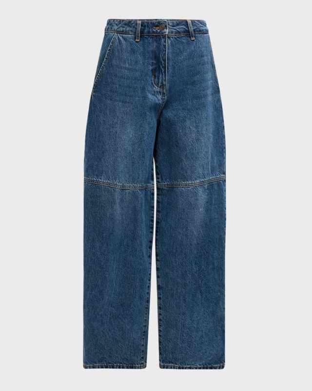 High-Rise Wide-Leg Denim Balloon Pants