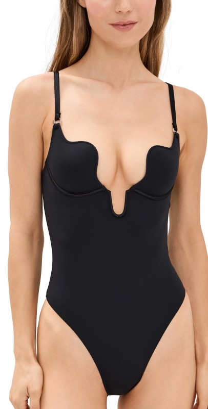 Fleur du Mal Le Stretch Micro U-Plunge Bodysuit Tan