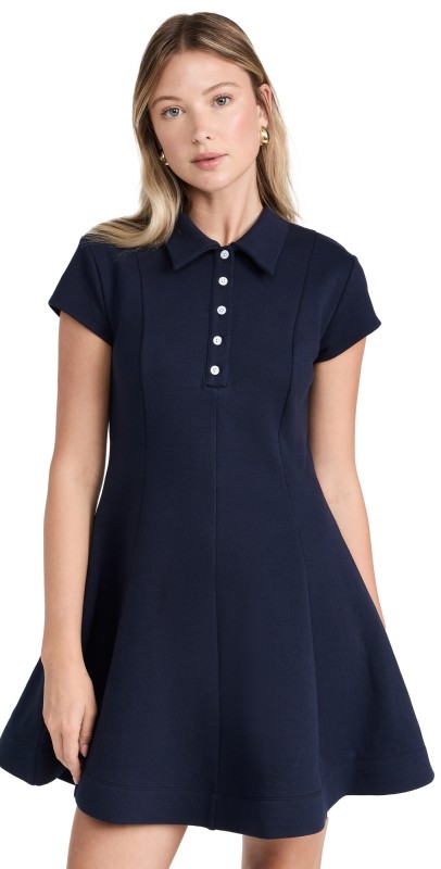 CAROLINE CONSTAS Maia Fit and Flare Polo Mini Dress Navy