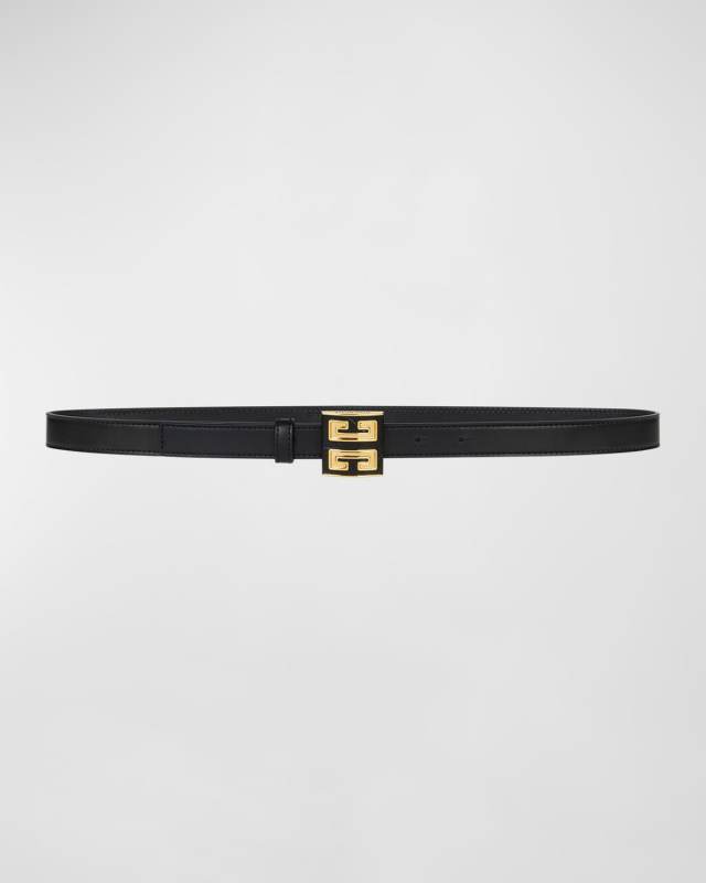 4G Leather & Brass Skinny Belt