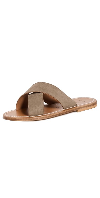 K. Jacques Temuco Cross Slide Sandals Taupe