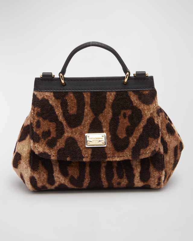 Girl's Sicily Faux Fur Leopard-Print Satchel Bag