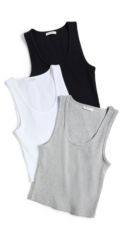 Z Supply Essy Rib Tank 3 Pack White/Heather Grey/Black