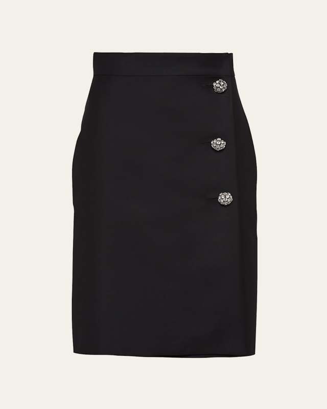 Kid Mohair Skirt with Jeweled Buttons