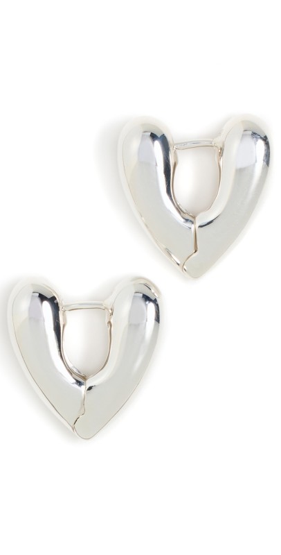 Annika Inez Small Heart Hoops Silver